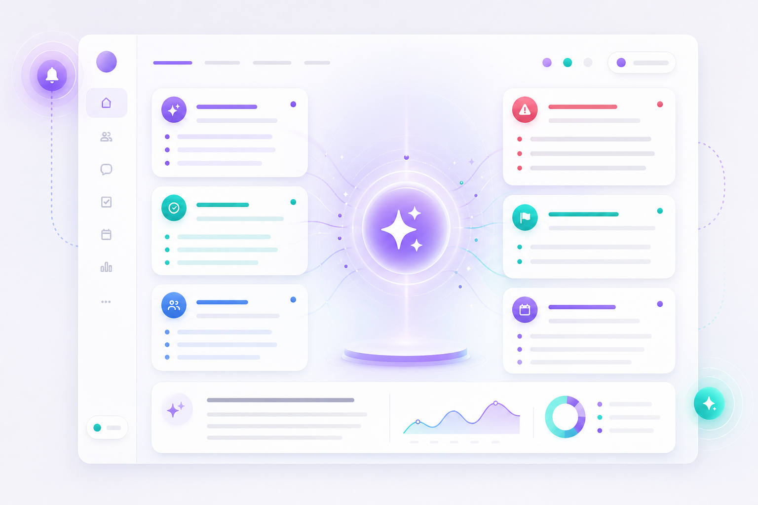 Daily brief cards and project status visualization
