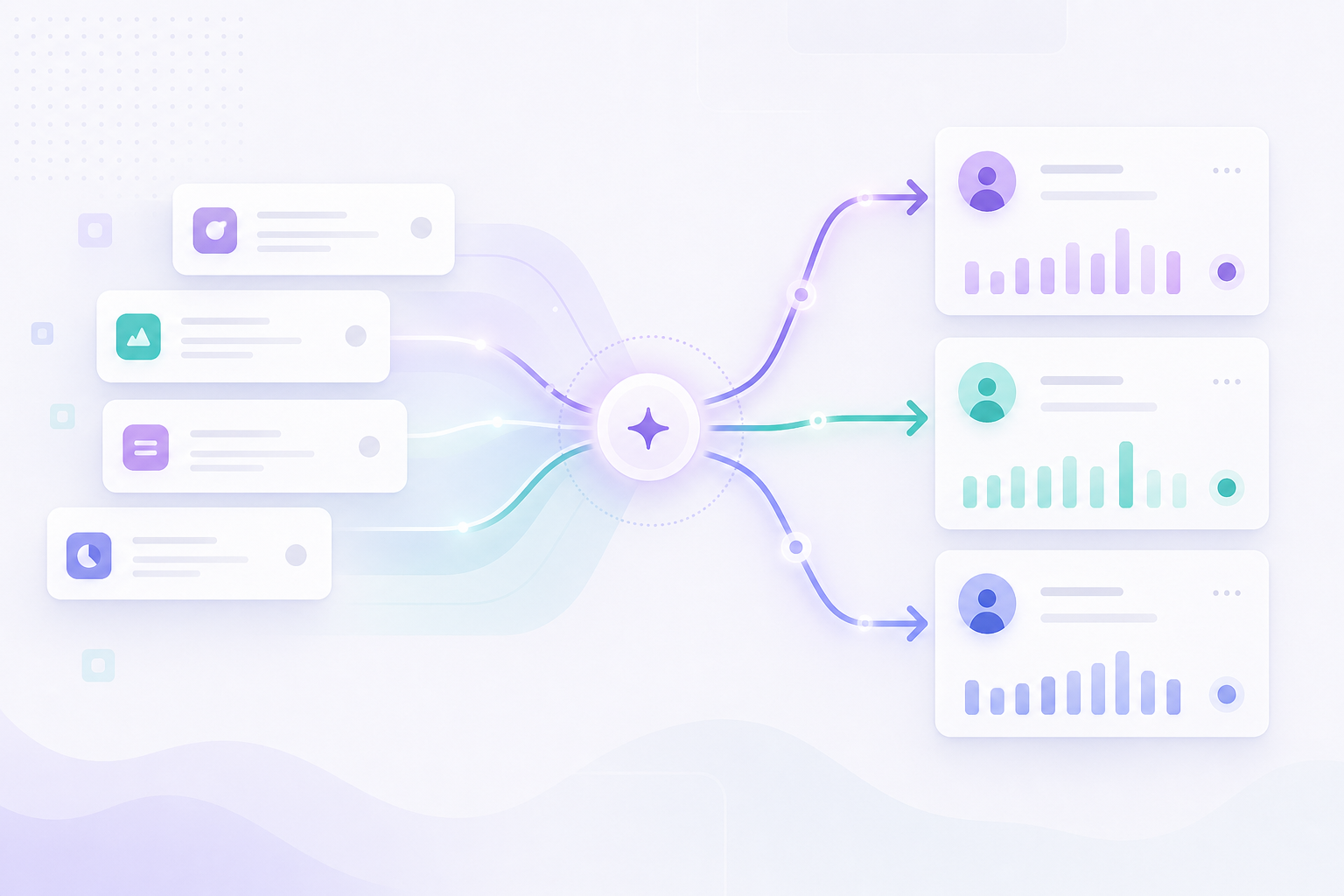 Task routing visual with project cards