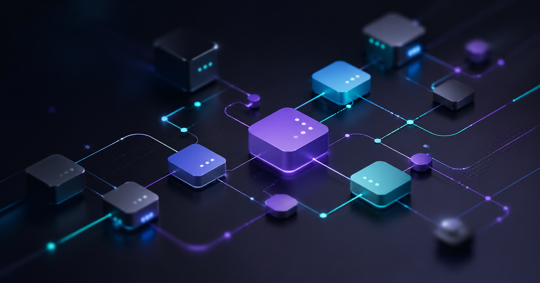 Connected blocks and nodes representing project coordination
